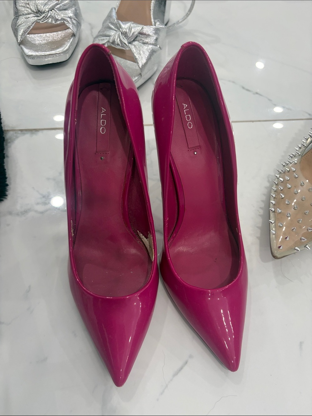 ALDO Bright Fuchsia Patent Pointed Pumps